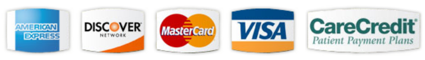 Payment method logos: American Express, Discover, MasterCard, Visa, and CareCredit